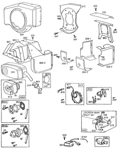 Muffler,blower Hsg,shielding Diagram and Parts List for 400437-0121-XX  Briggs and Stratton Engine